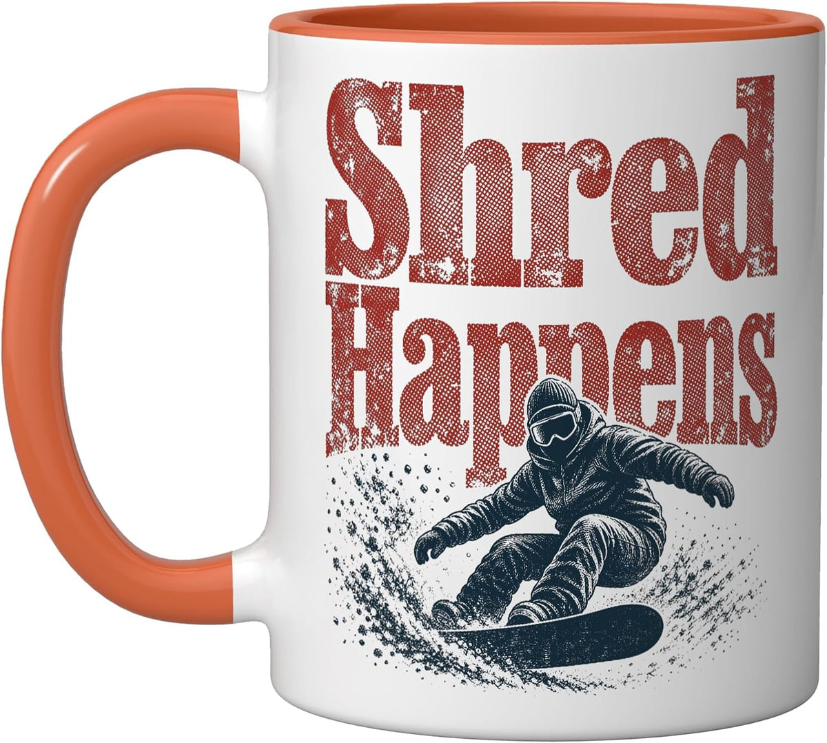 Shred Happens Snowboarding Winter Ceramic Mug