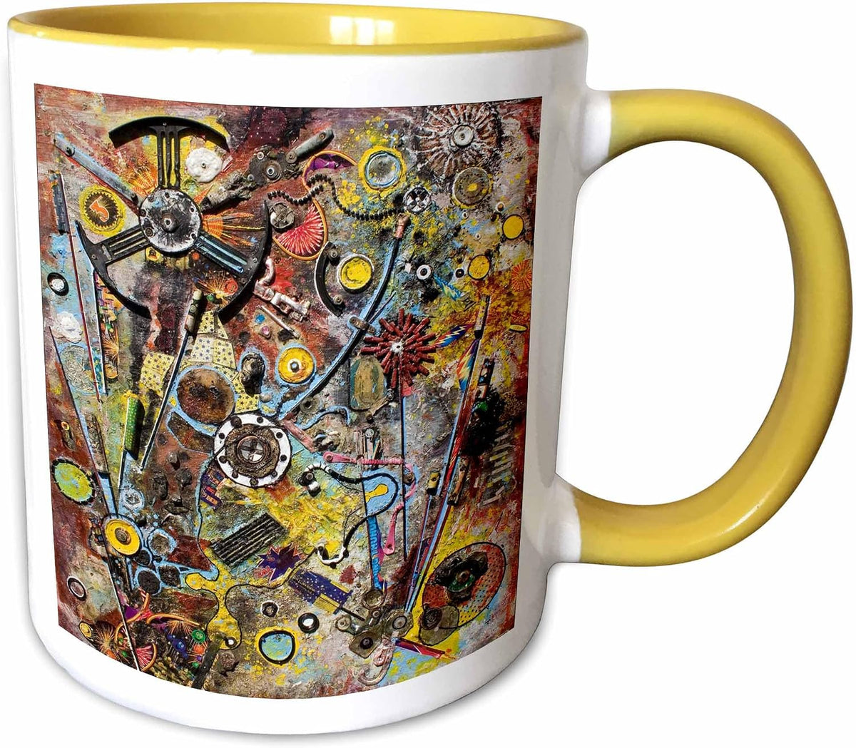 Mosaic Of Shapes & Objects A Grunge Style Ceramic Mug
