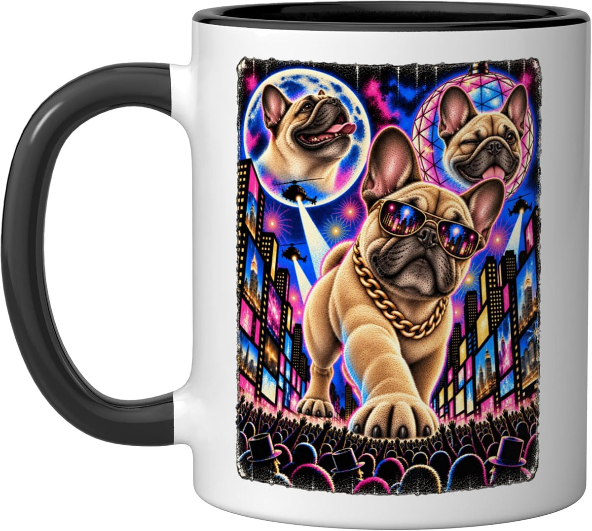 French Bulldog Frenchie Times Square Hip Hop Party Cool Ceramic Mug