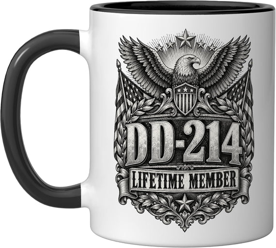Dd-214 Veteran Lifetime Member Eagle Patriotic Veterans Ceramic Mug