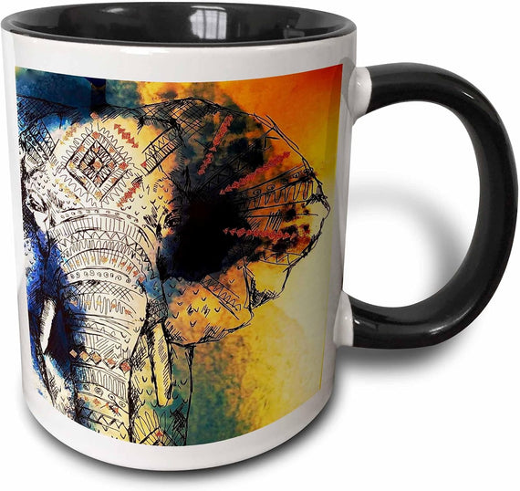 Pretty Colorful Watercolor Of An Elephant Ceramic Mug