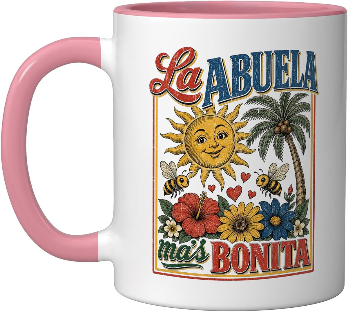 Spanish Grandma La Abuela Mas Bonita Floral Women Ceramic Mug